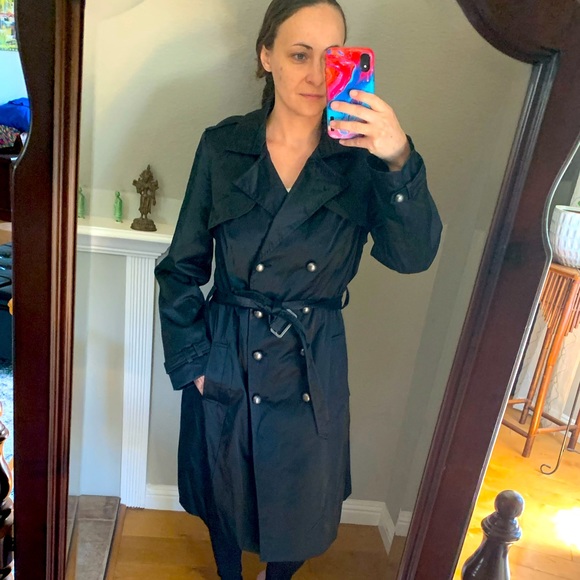 Mossimo Womens Large Black Trench Coat 